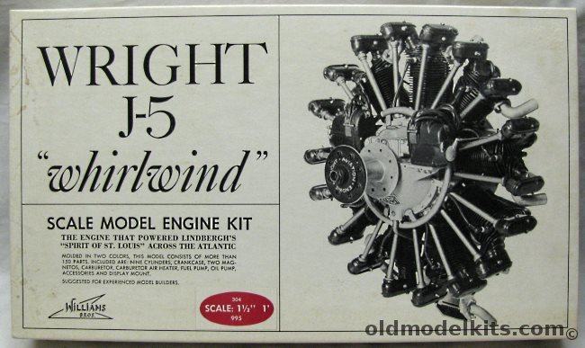 Williams Brothers 1/8 Wright J-5 'Whirlwind' Radial Aircraft Engine, 304 plastic model kit